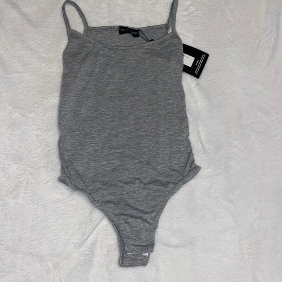 Grey Marl Cotton Blend Scoop Neck Bodysuit - Picture 3 of 4